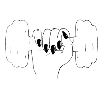 illustration hand håller hantel